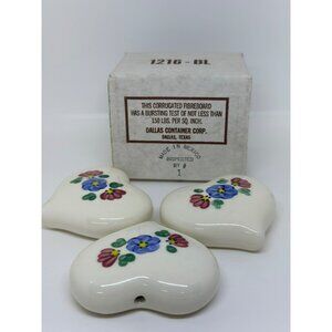 VTG Heart-Shaped Ceramic Flower Wall Ornaments Set 3 By Home Interiors Gifts Inc